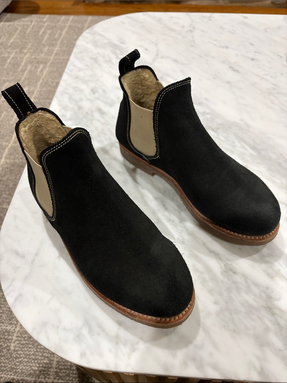 Penelope Chilvers Black Safari Wool Lined Chelsea Boots sz 35
